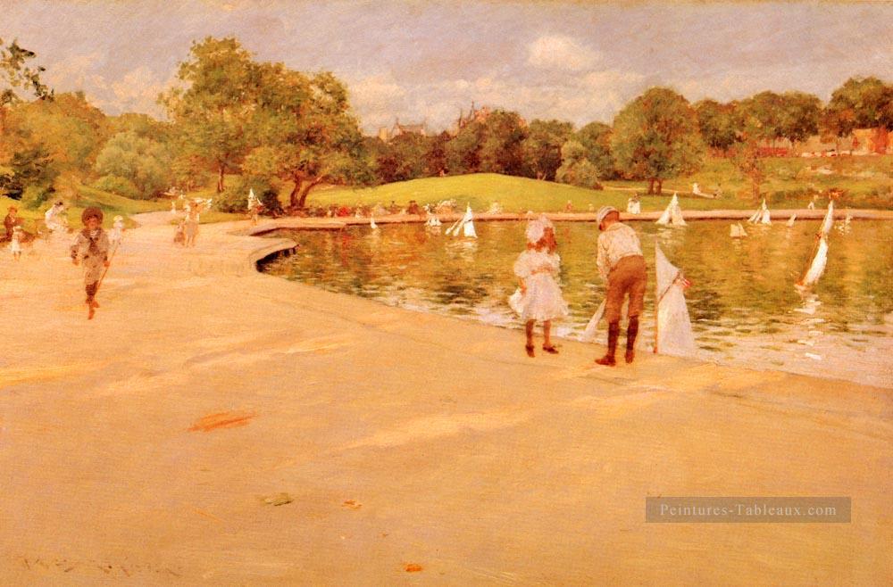 Bateau LilliputienLac impressionnisme William Merritt Chase Peintures à l'huile